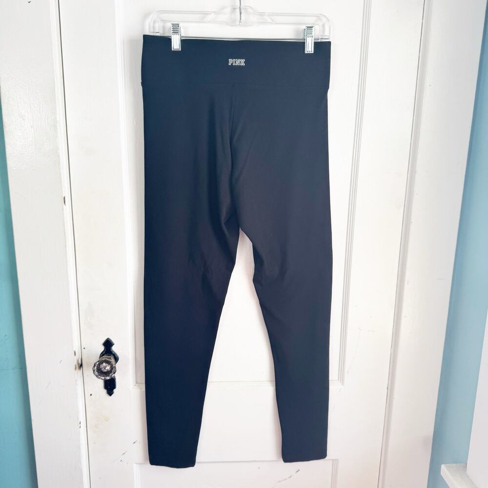 PINK VS Cherry Rhinestone High Waisted Yoga Leggings Size Large L Shine Black - Picture 8 of 8